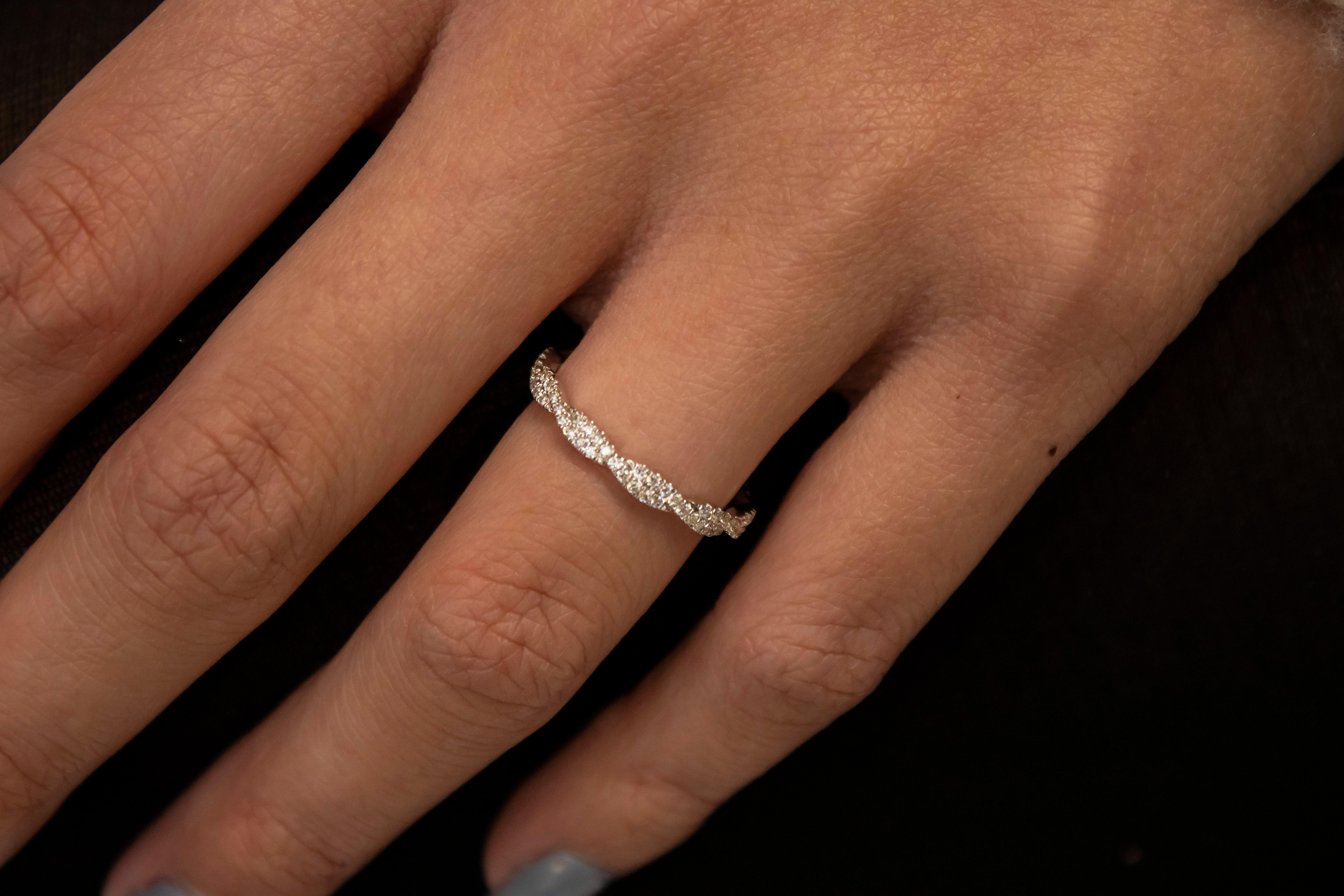 Round Cut Roman Malakov 0.36 Carats Round Diamond Infinity Eternity Wedding Band Ring  For Sale