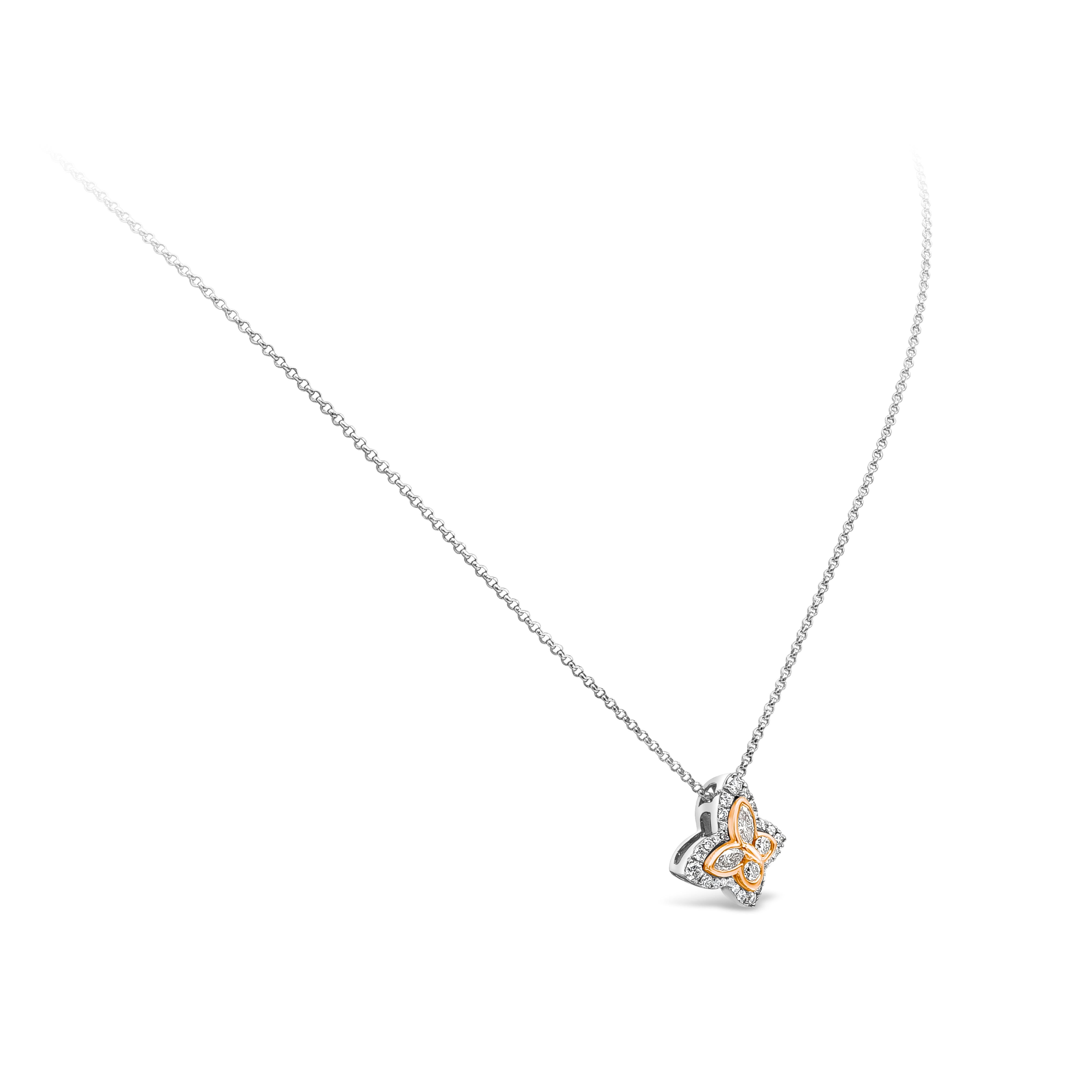 Contemporary Roman Malakov, 0.37 Carat Diamond Butterfly Pendant Necklace For Sale