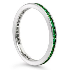 Roman Malakov 0.38 Carats Total Round Cut Green Emerald Eternity Wedding Band