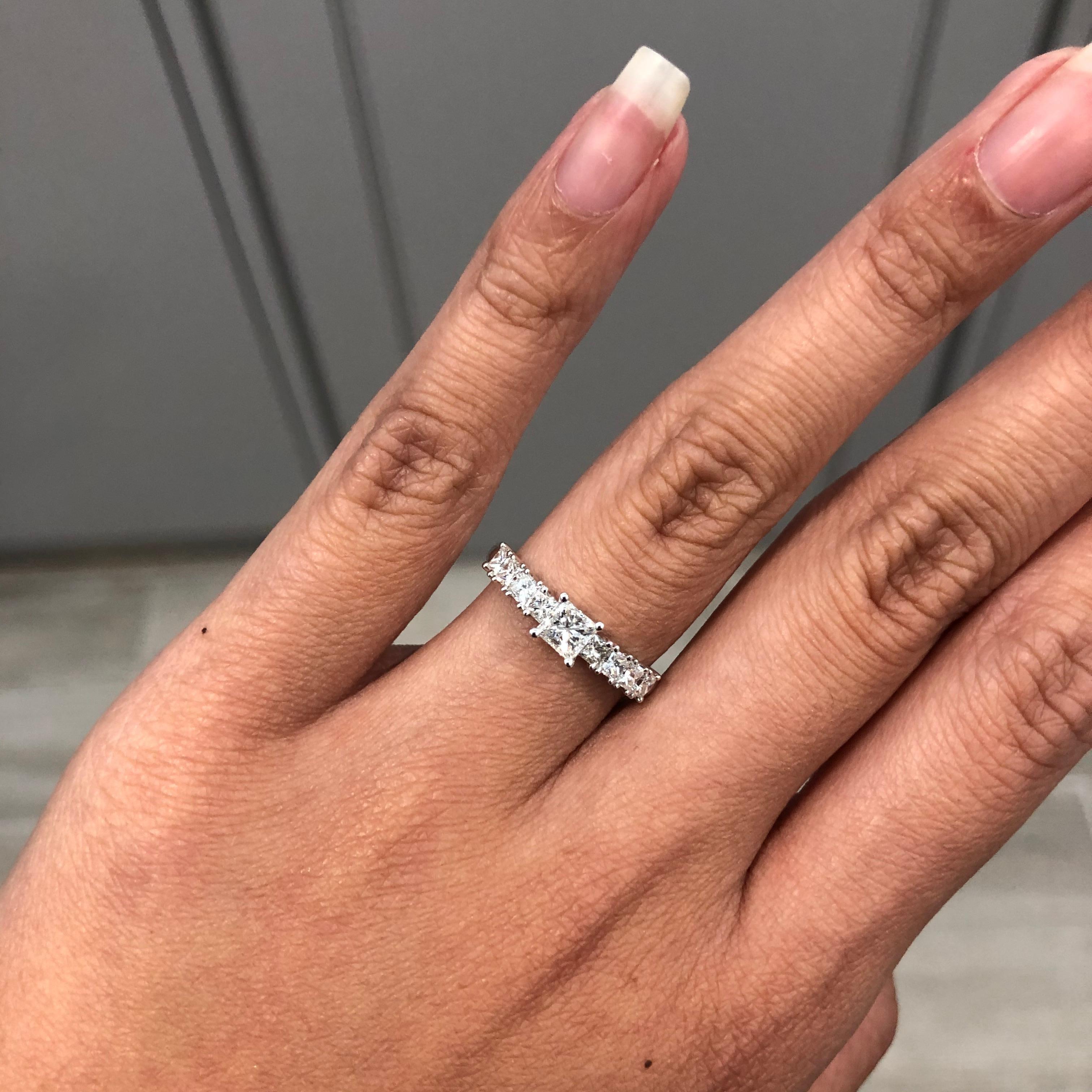 princess cut side stone engagement ring
