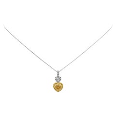 Roman Malakov 0.40 Carat Total Heart Shape Fancy Yellow & White Diamond Pendant
