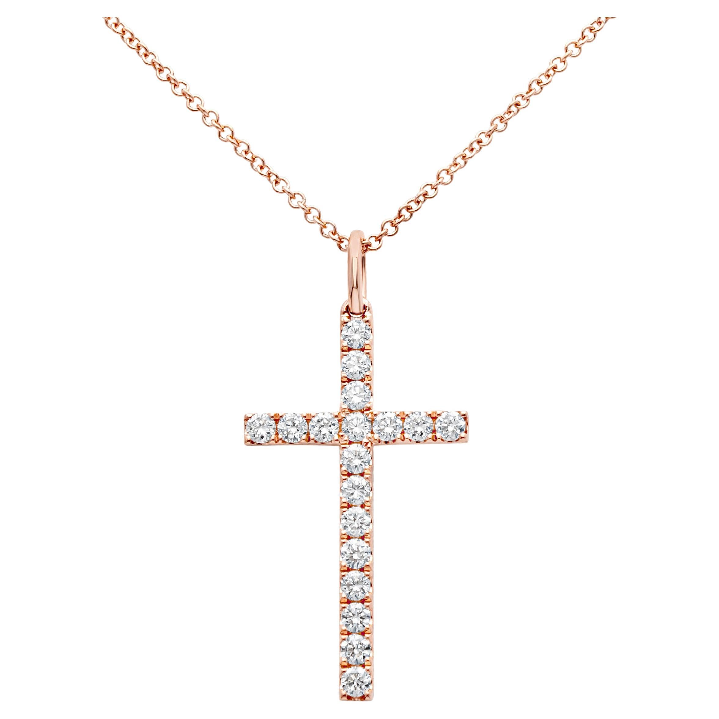 Roman Malakov 0.44 Carat Total Round Brilliant Diamond Cross Pendant Necklace