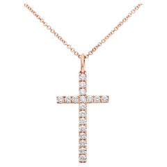Roman Malakov 0.44 Carats Total Brilliant Round Diamond Cross Pendant Necklace