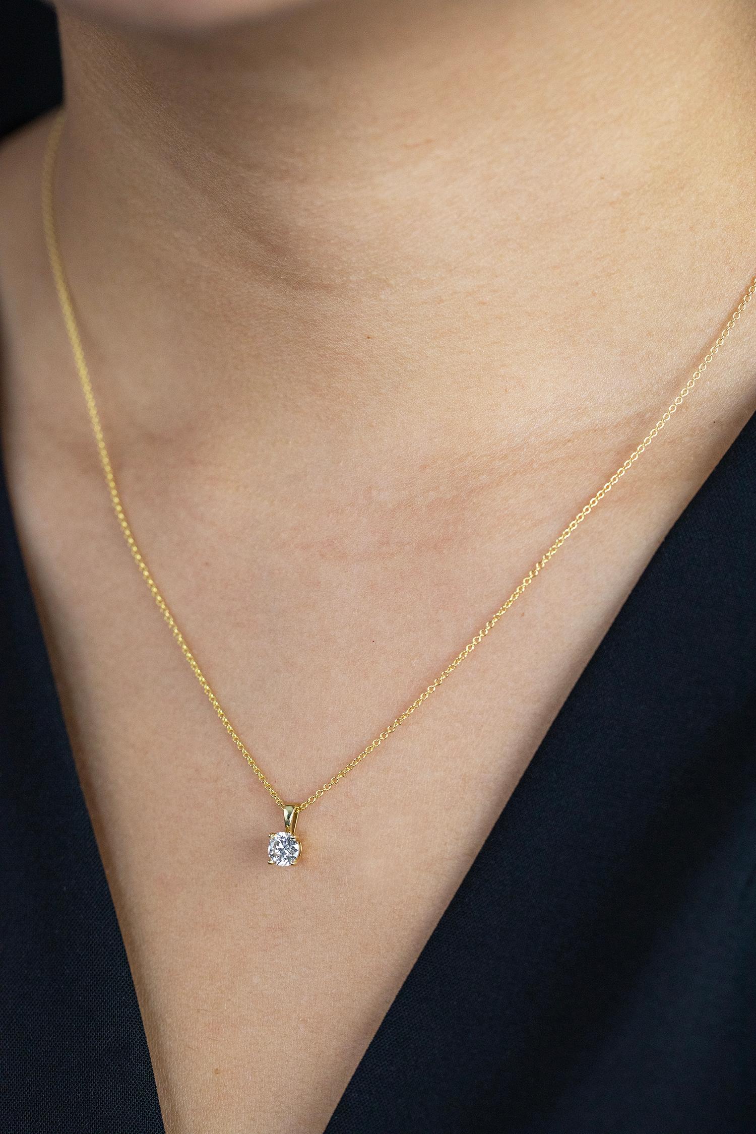 Roman Malakov Diamonds Diamants à taille ronde et brillante de 0.45 carat Collier à pendentif solitaire Neuf - En vente à New York, NY