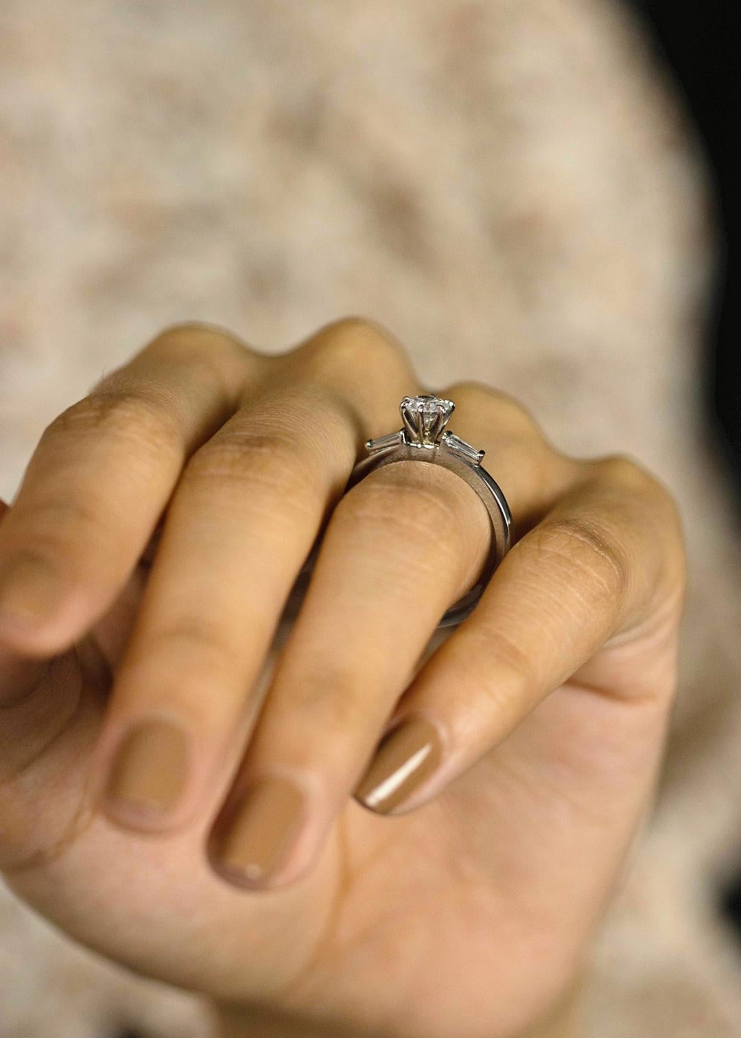 Roman Malakov 0.45 Carats Brilliant Round Diamond Three-Stone Engagement Ring For Sale 1