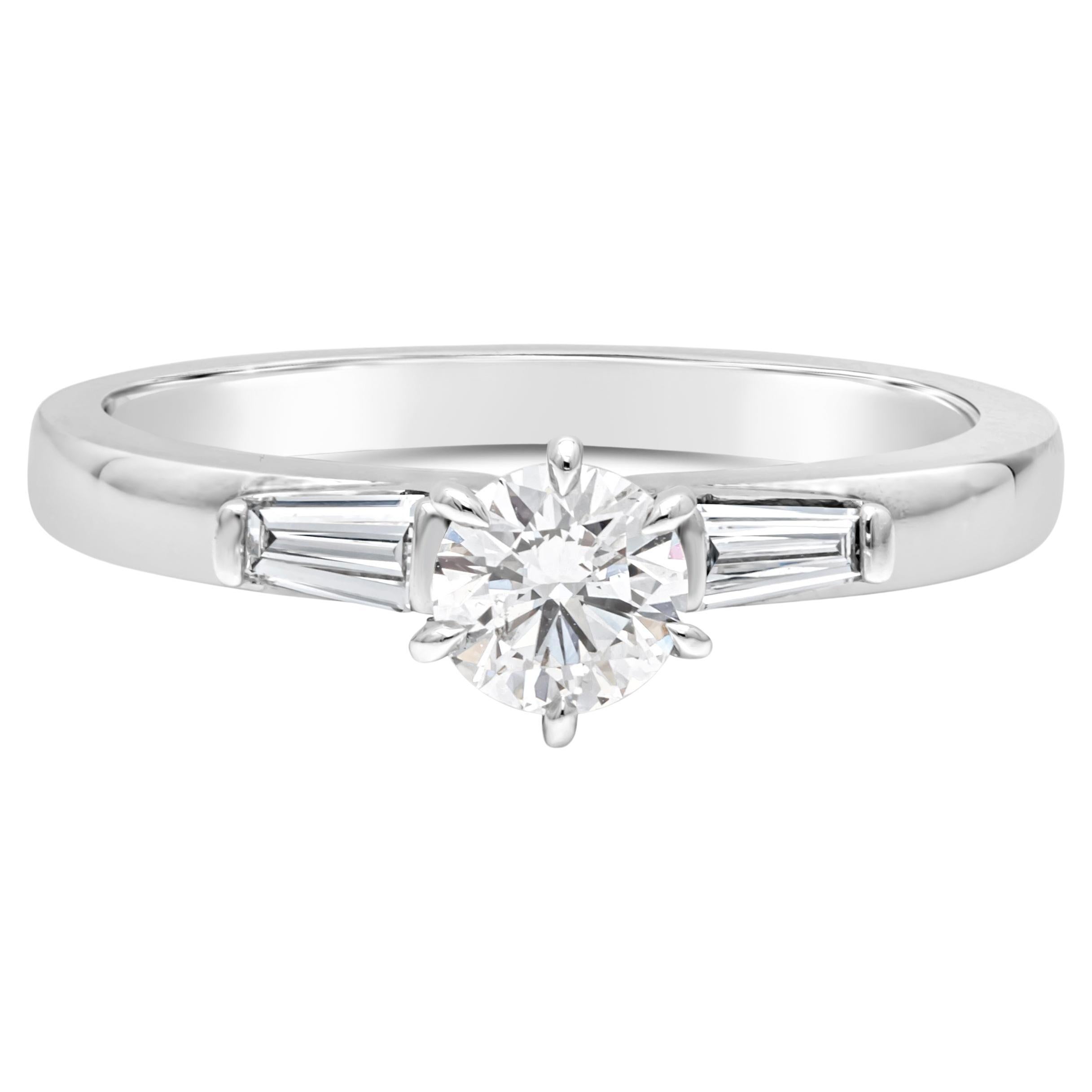 Roman Malakov 0.45 Carats Brilliant Round Diamond Three-Stone Engagement Ring For Sale