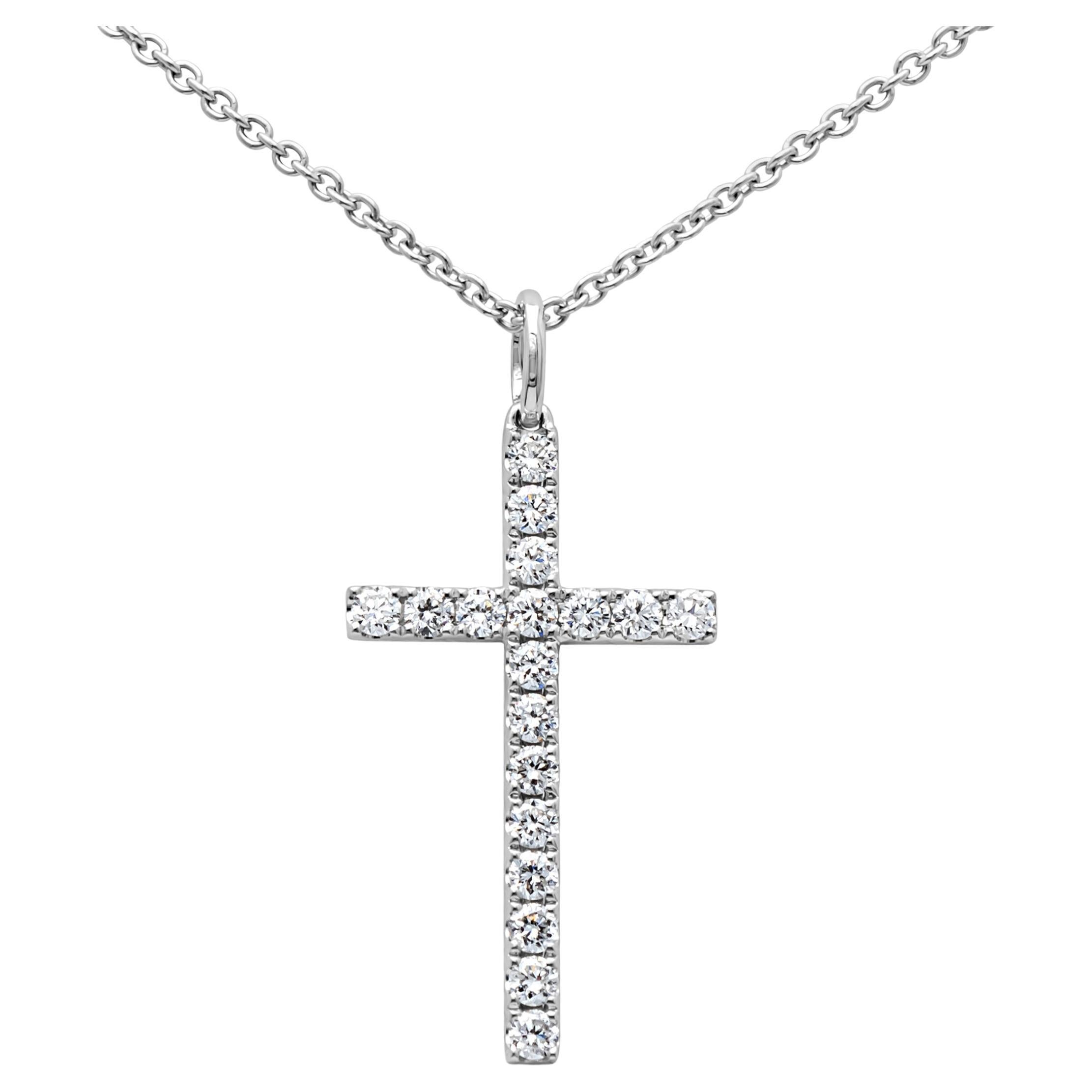 Roman Malakov 0.45 Carats Total Brilliant Round  Diamond Cross Pendant Necklace