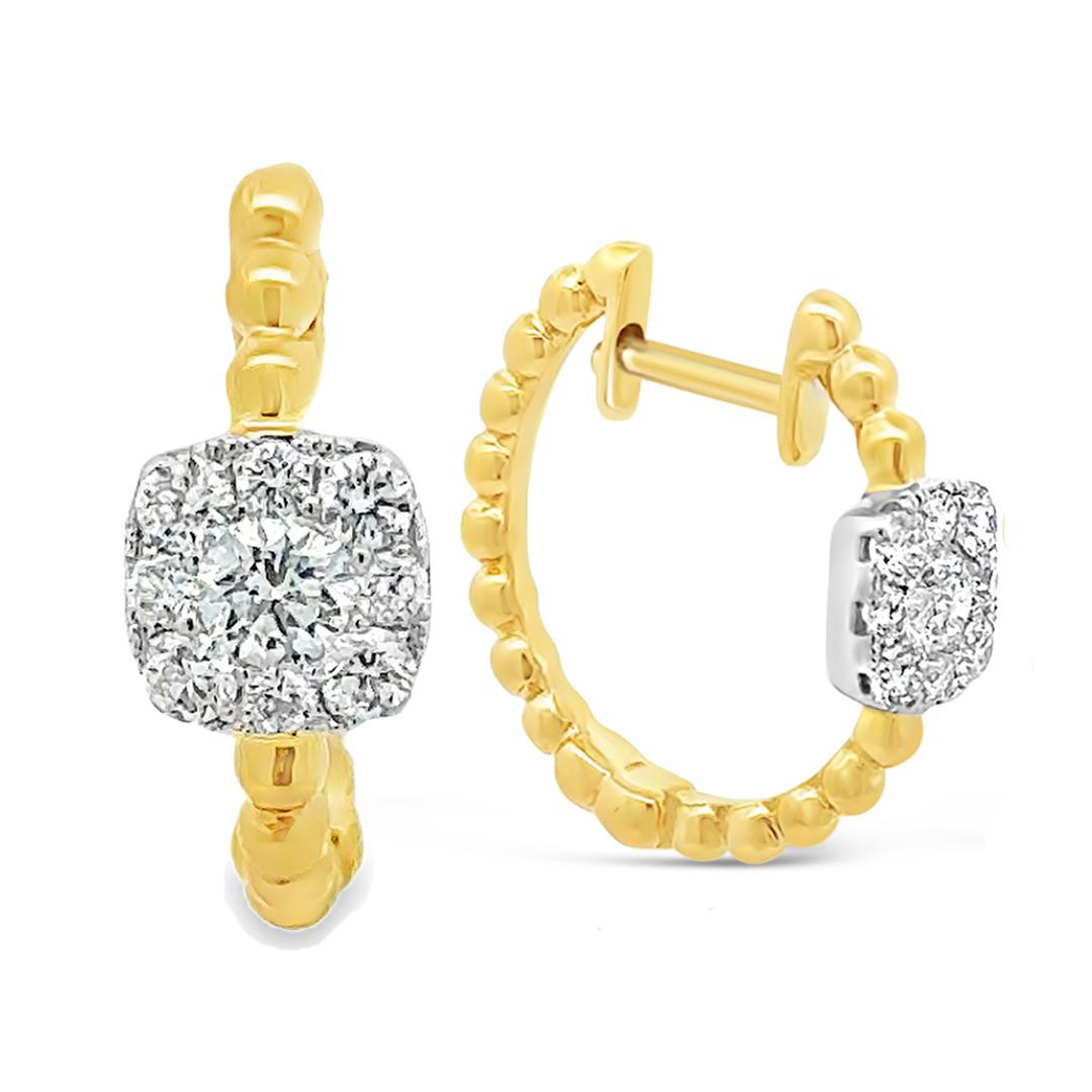 Roman Malakov 0,46 quilates Total Diamante talla redonda Pendientes de aro Fashion Illusion Contemporáneo en venta