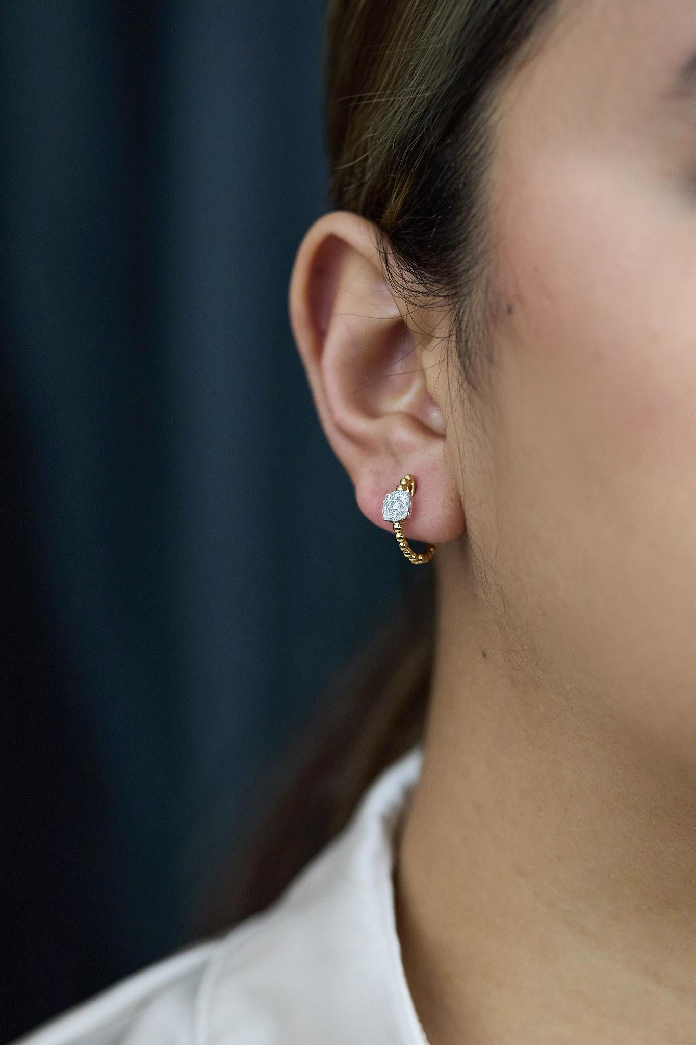 Roman Malakov 0,46 quilates Total Diamante talla redonda Pendientes de aro Fashion Illusion Corte redondo en venta