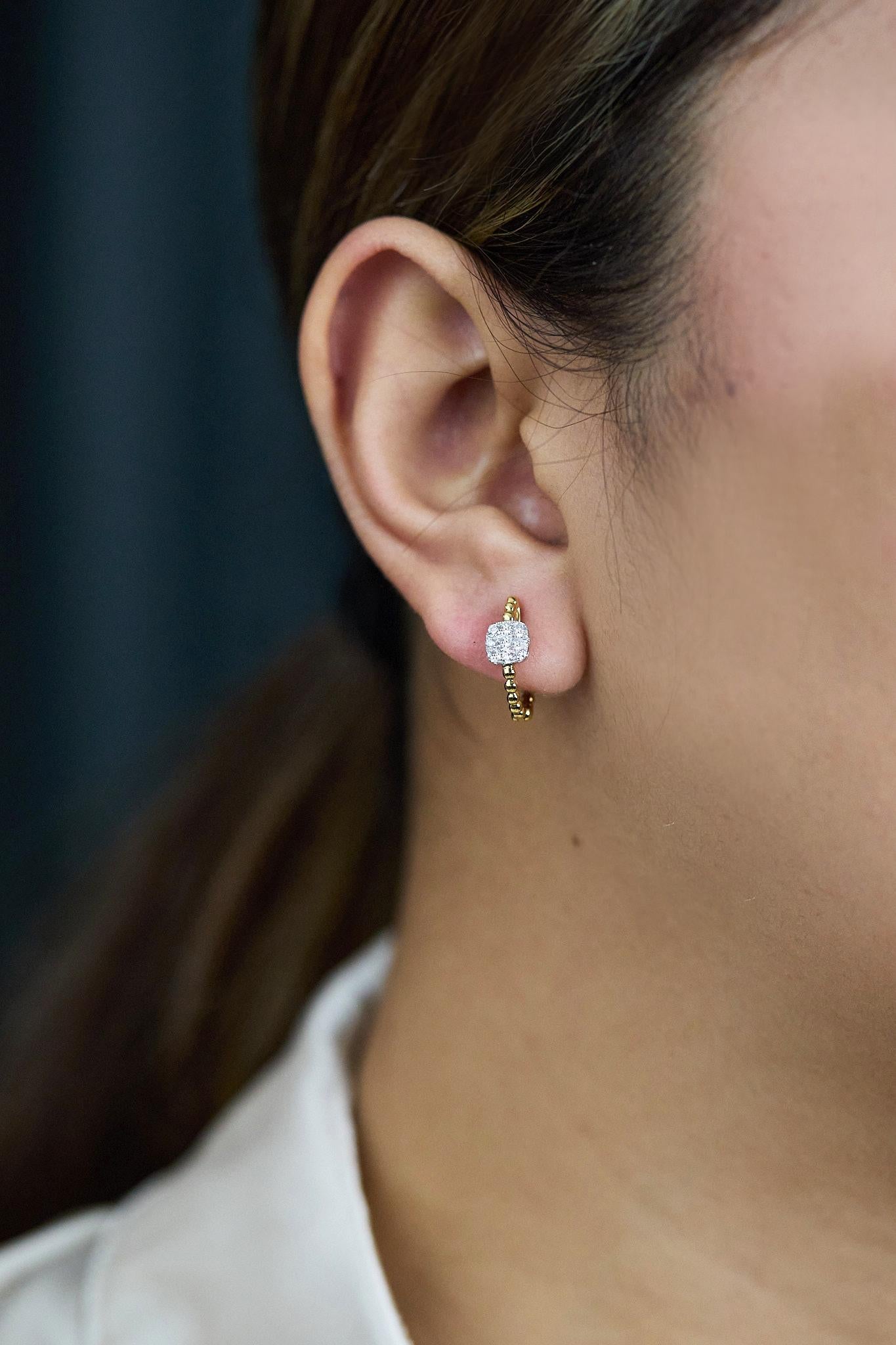 De las mujeres Roman Malakov 0,46 quilates Total Diamante talla redonda Pendientes de aro Fashion Illusion en venta