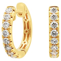 Roman Malakov 0.46 Carats Total Brilliant Round Cut Diamond Huggie Hoop Earrings