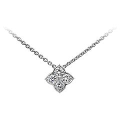 Roman Malakov, 0.47 Carat Round Diamond Flower Pendant Necklace