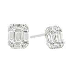 Roman Malakov 0,49 Karat Baguette & Rundschliff Diamant Illusion Ohrstecker
