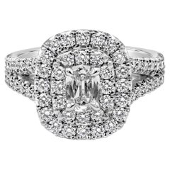 Roman Malakov 1.55 Carat Cushion Cut Diamond Double Halo Engagement Ring
