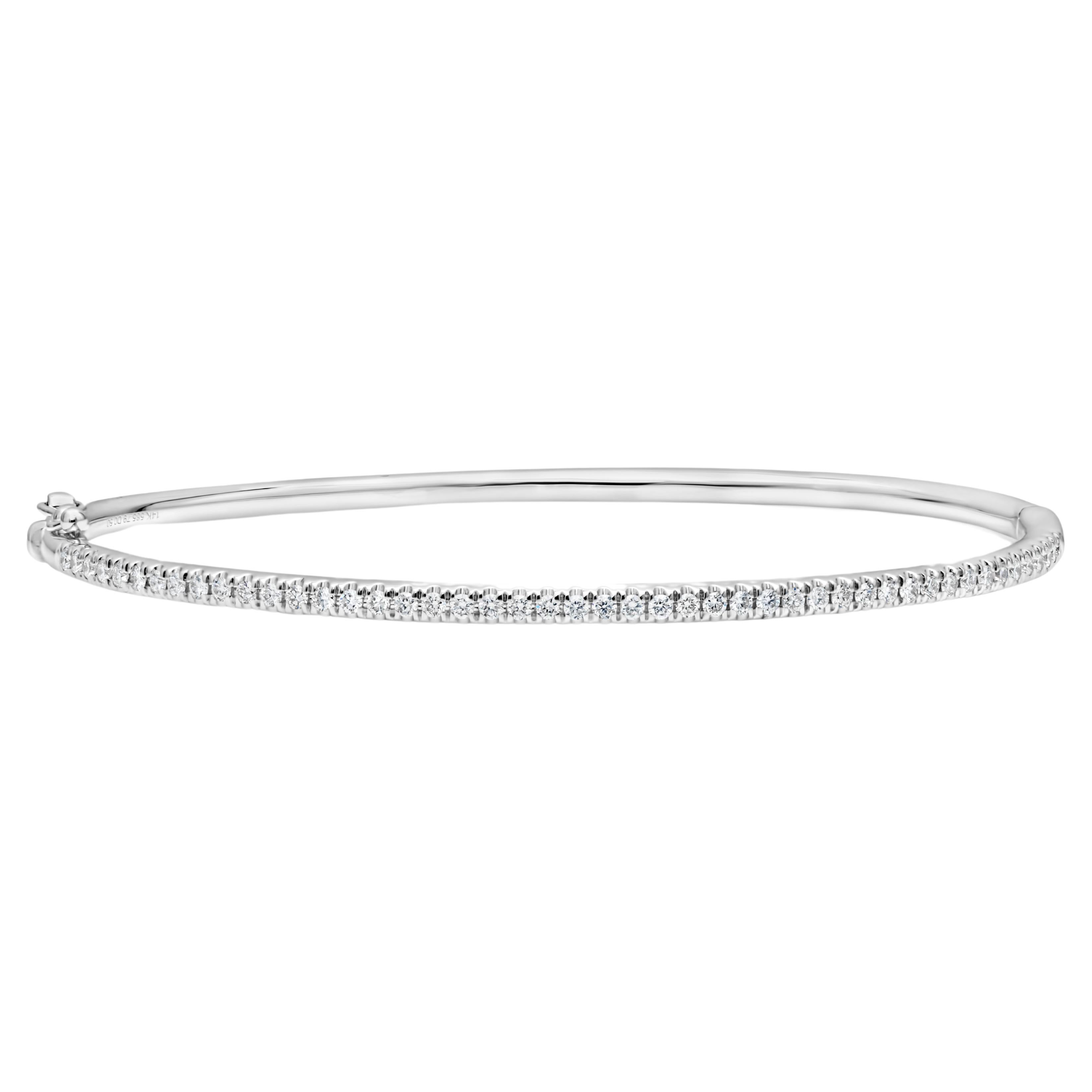 Roman Malakov 0.50 Carats Total Brilliant Round Cut Diamond Bangle Bracelet For Sale