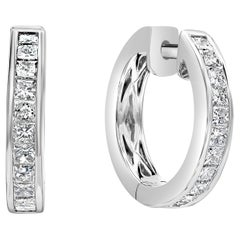 Roman Malakov 0.50 Carats Total Princess Cut Diamond Huggie Hoop Earrings