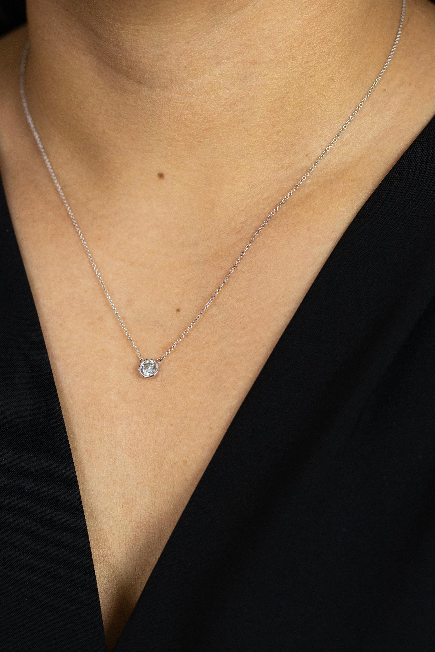 da uomo o donna Roman Malakov, Collana con ciondolo solitario con castone di diamanti rotondi da 0.51 carati in vendita