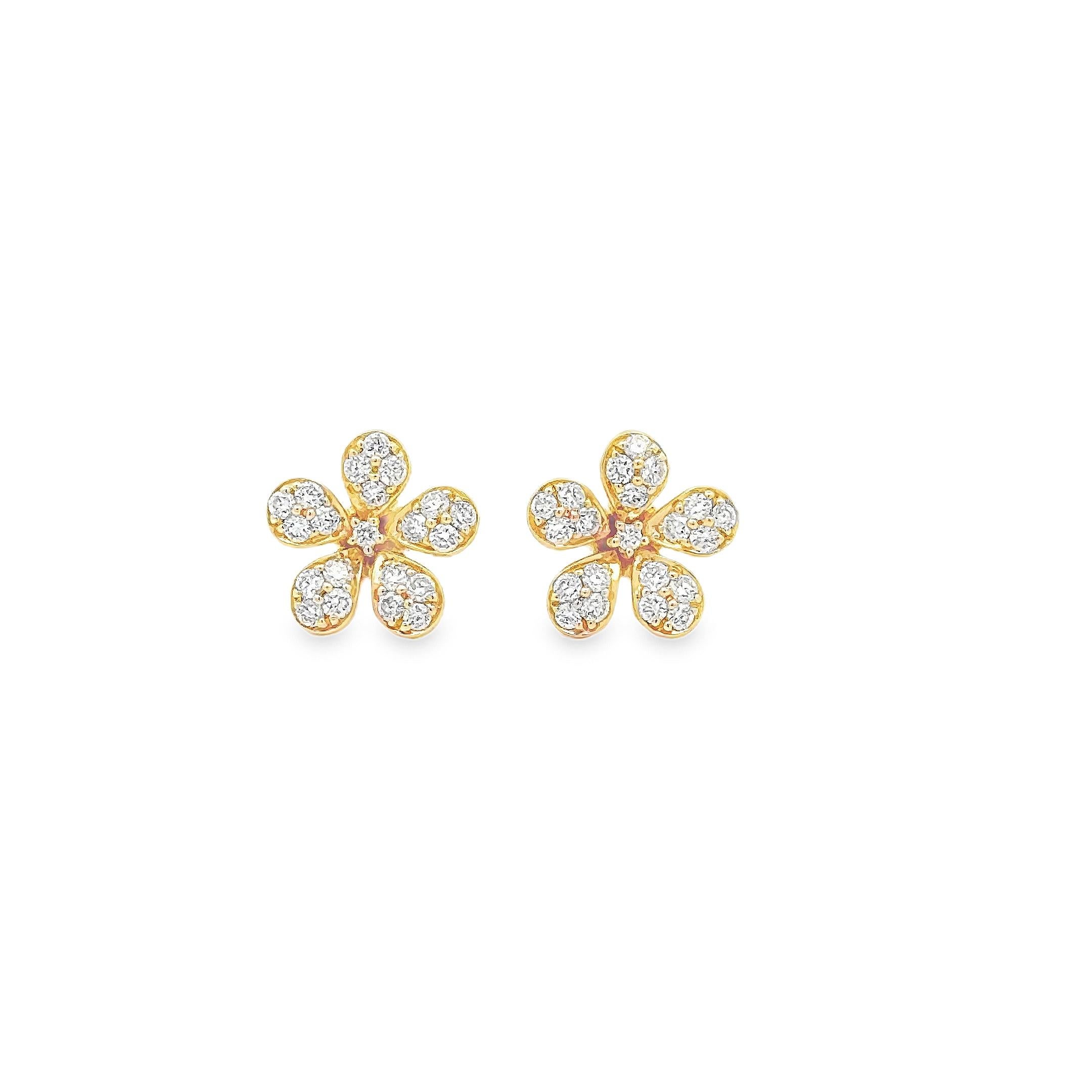 Roman Malakov 0.52 Carat Total Rundschliff Diamant Blumen Ohrstecker im Zustand „Neu“ im Angebot in New York, NY