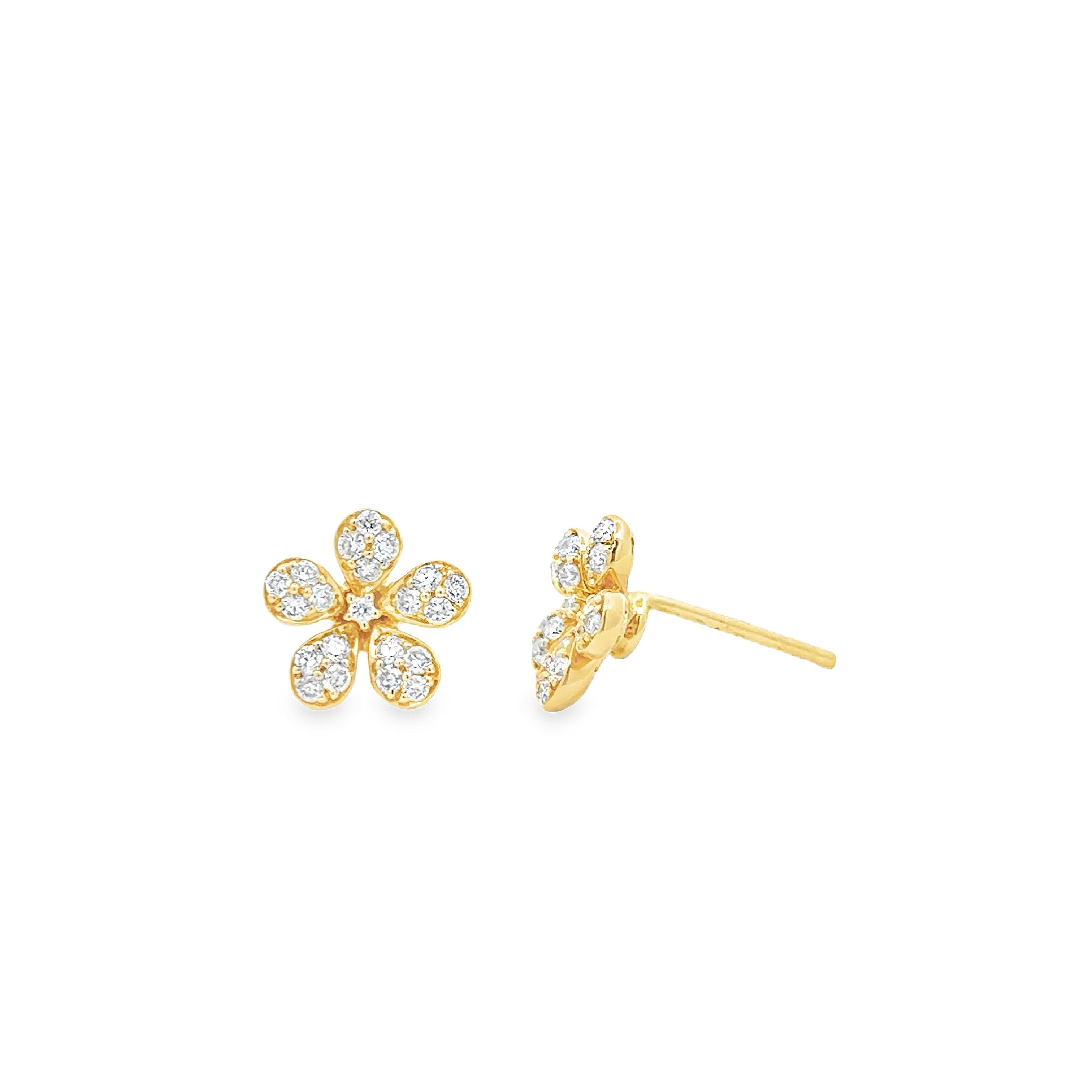 Roman Malakov 0.52 Carat Total Rundschliff Diamant Blumen Ohrstecker Damen im Angebot