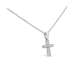Roman Malakov, 0.53 Carat Mini Cross Diamond Pendant Necklace in White Gold