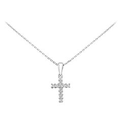 Roman Malakov, 0.53 Carat Mini Cross Diamond Pendant Necklace in White Gold