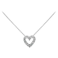 Roman Malakov, 0.53 Carat Total Round Diamond Open-Work Heart Pendant Necklace