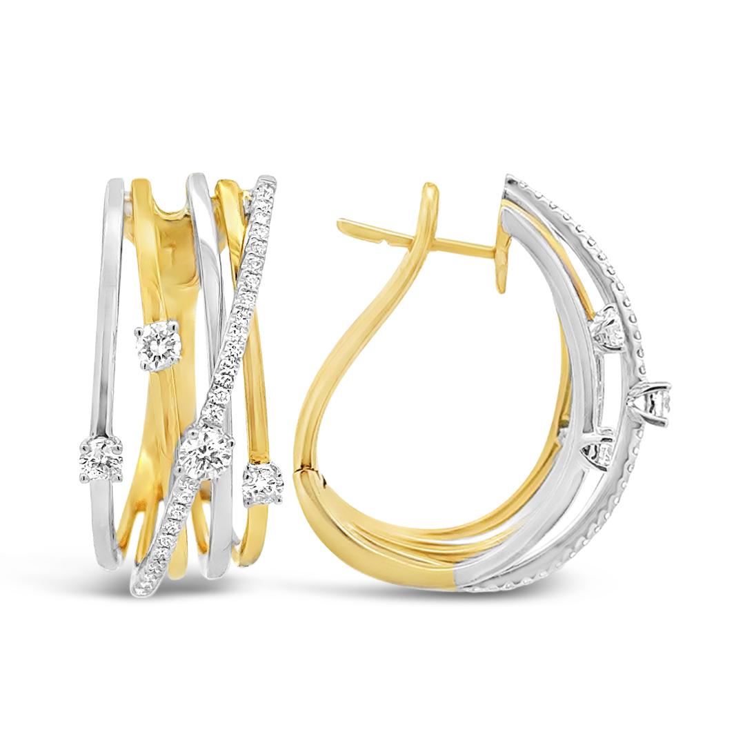 Roman Malakov 0,56 Karat mehrreihige Diamant-Ohrringe Galaxy aus zweifarbigem Gold mit zweifarbigem Gold (Zeitgenössisch) im Angebot