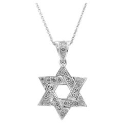 Roman Malakov 0.58 Carats Round Diamond Star of David Pendant Necklace