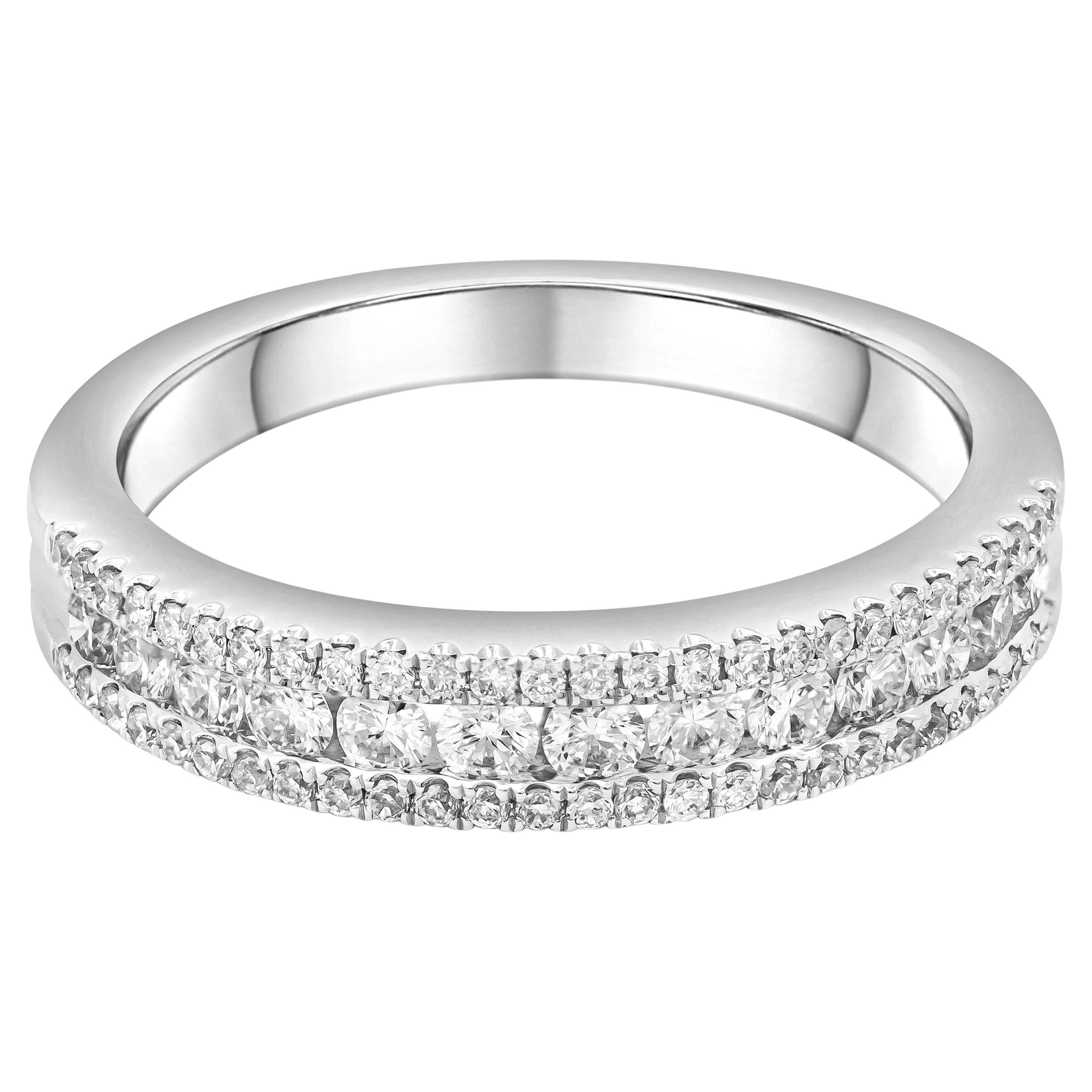 Roman Malakov 0.58 Carats Total Brilliant Round Diamonds Three-Row Wedding Band For Sale