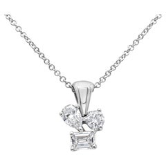 Roman Malakov 0.60 Carat Mixed-Cut Diamond Three-Stone Pendant Necklace