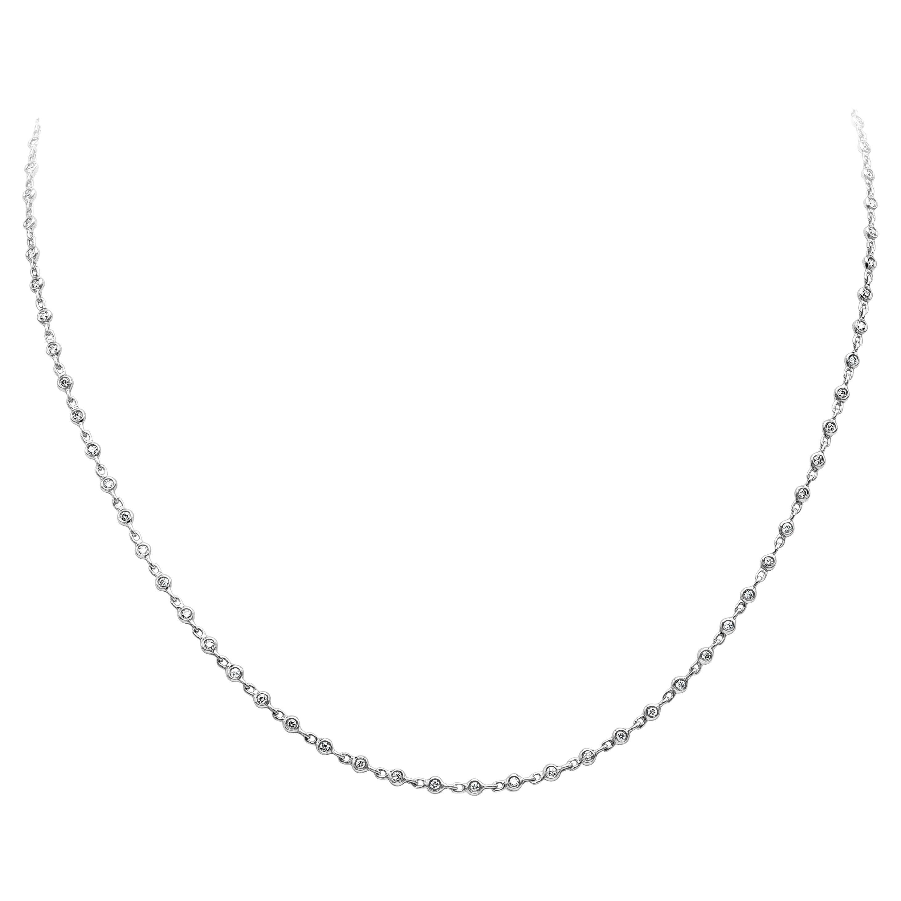 Roman Malakov 0.62 Carats Total Round Shape Diamond By The Yard Necklace For Sale