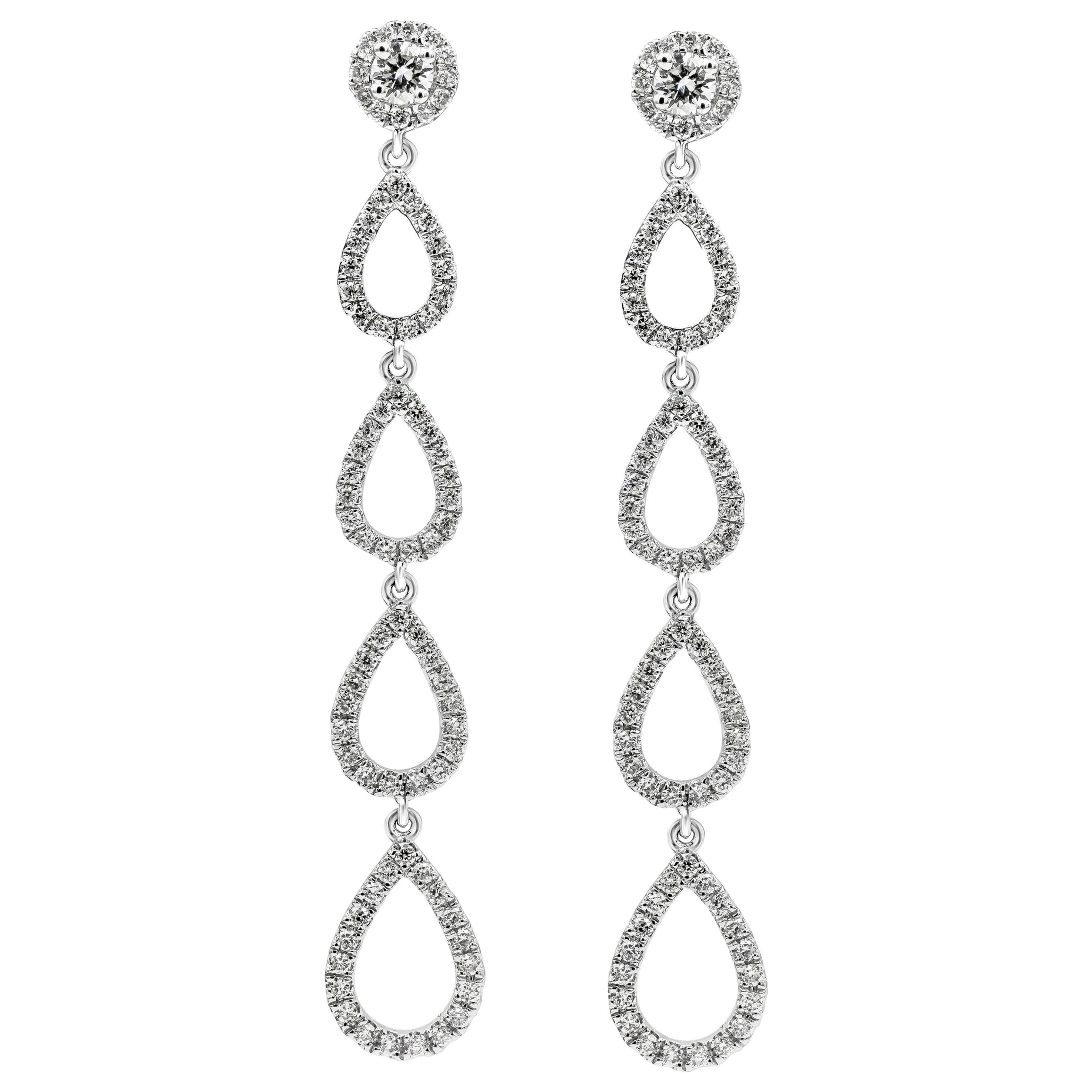 Roman Malakov, boucles d'oreilles en goutte en forme de poire avec diamants ronds et brillants de 0,63 carat