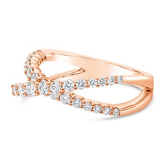 Roman Malakov 0.64 Carat Total Round Diamond Crisscross Rose Gold Fashion Ring