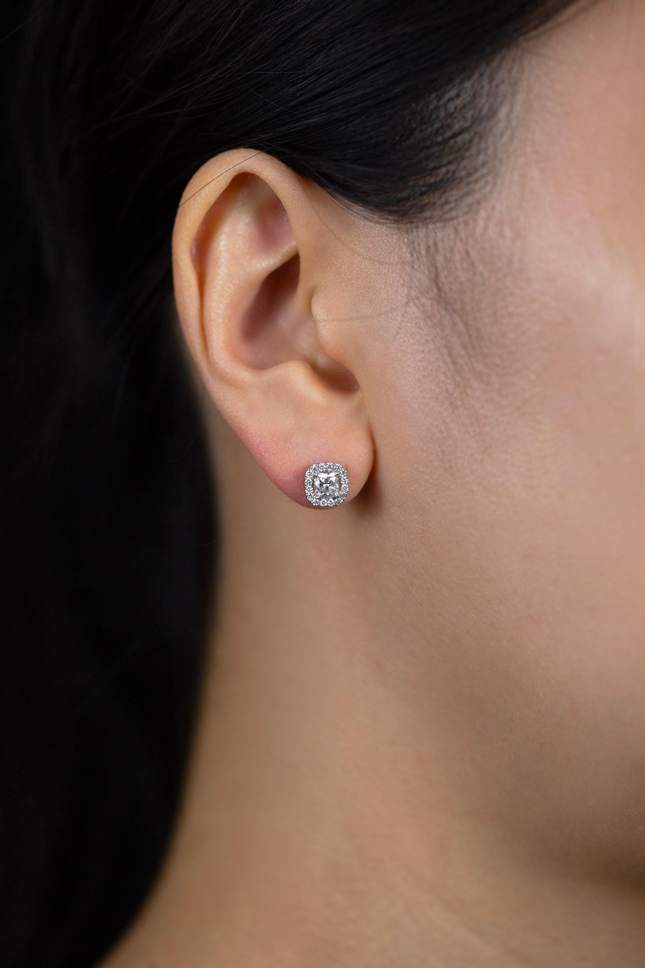 cushion cut diamond earrings studs