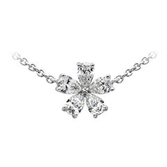 Roman Malakov 0.65 Carats Total Pear Shape Diamond Flower Pendant Necklace