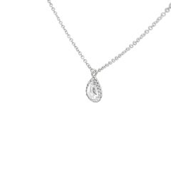 Roman Malakov 0.67 Carat Pear Shape Rose Cut Diamond Halo Pendant Necklace