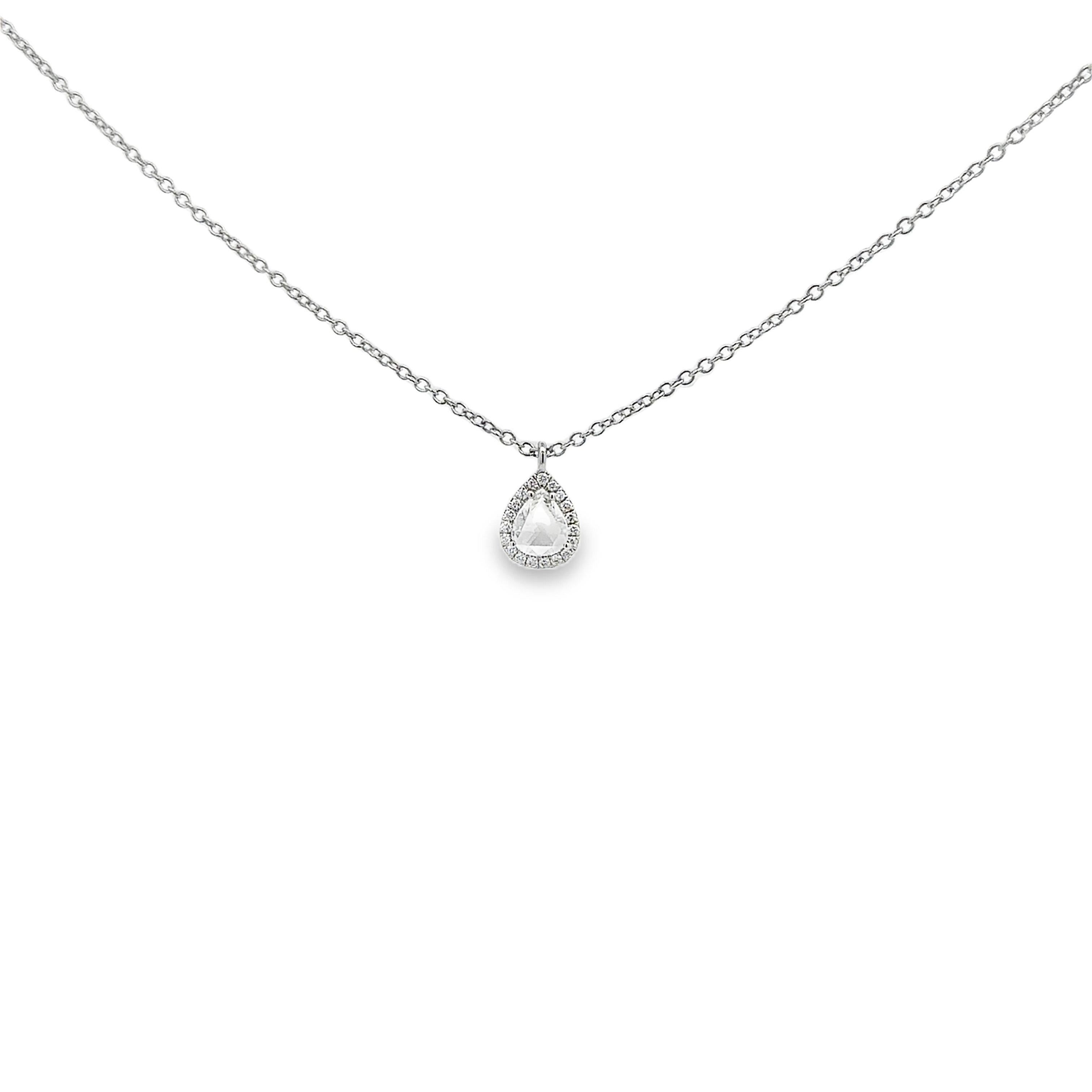 Contemporain Roman Malakov, collier pendentif avec diamants taille rose en forme de poire de 0,67 carat en vente