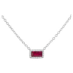 Roman Malakov Diamonds - Collana a raggiera con rubino rettangolare e diamanti da 0,67 carati in oro bianco