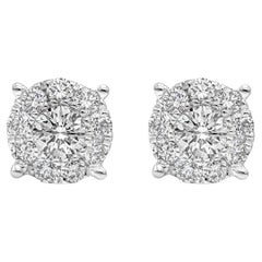 Roman Malakov 0.67 Carat Round Diamond Cluster Stud Earring