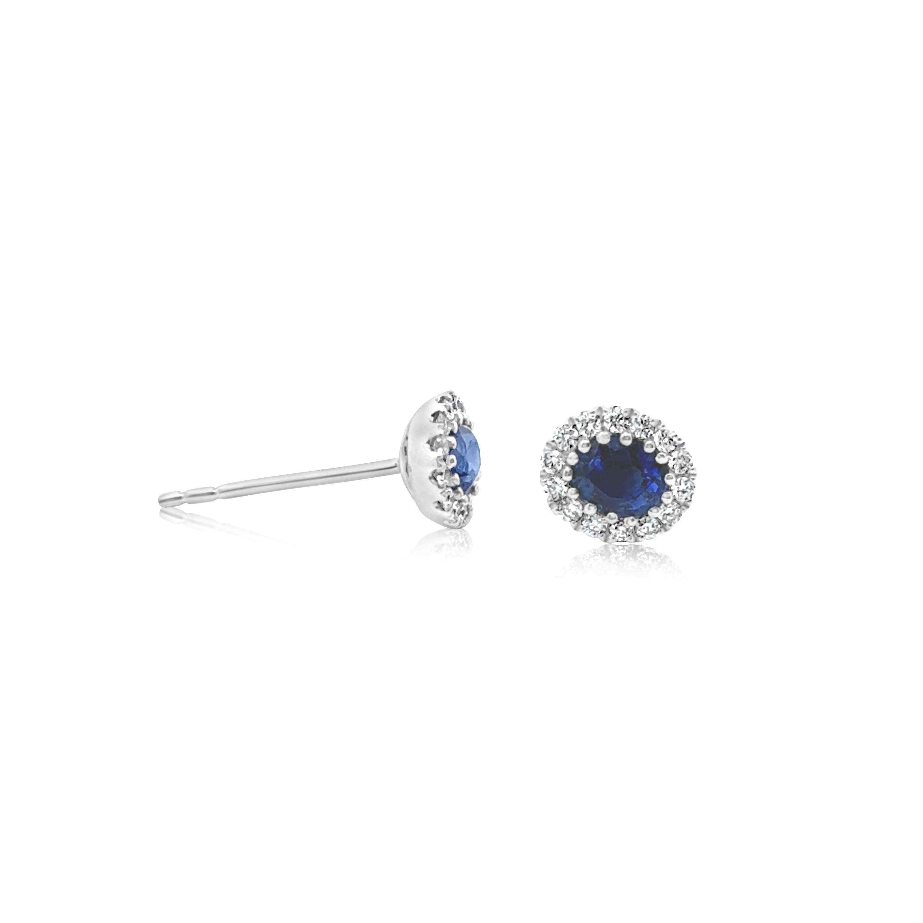 Contemporary Roman Malakov 0.68 Carat Oval Cut Sapphire & Diamond Halo Stud Earrings For Sale