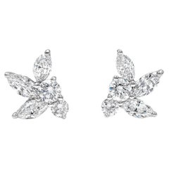 Roman Malakov, 0.69 Carat Cluster Diamond Stud Earrings