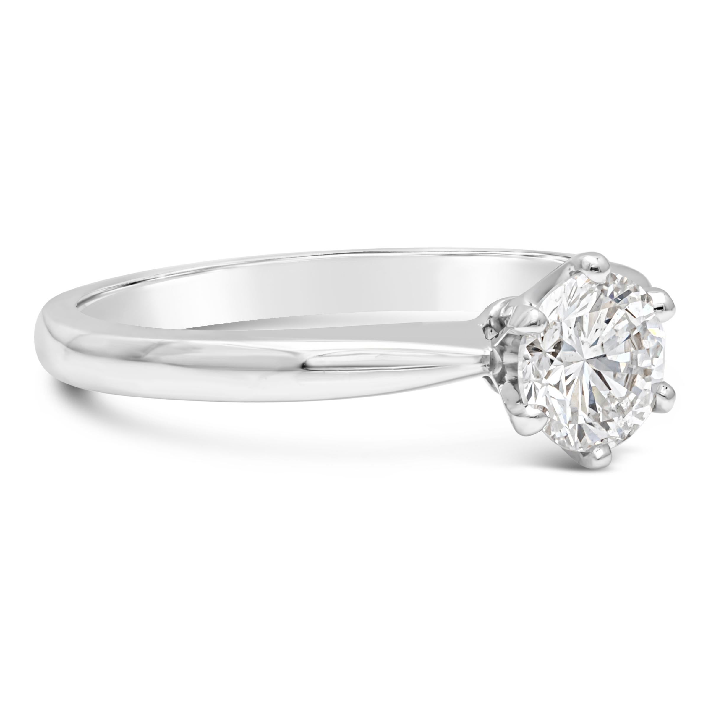 Contemporary Roman Malakov 0.70 Carat Total Brilliant Round Diamond Solitaire Engagement Ring For Sale