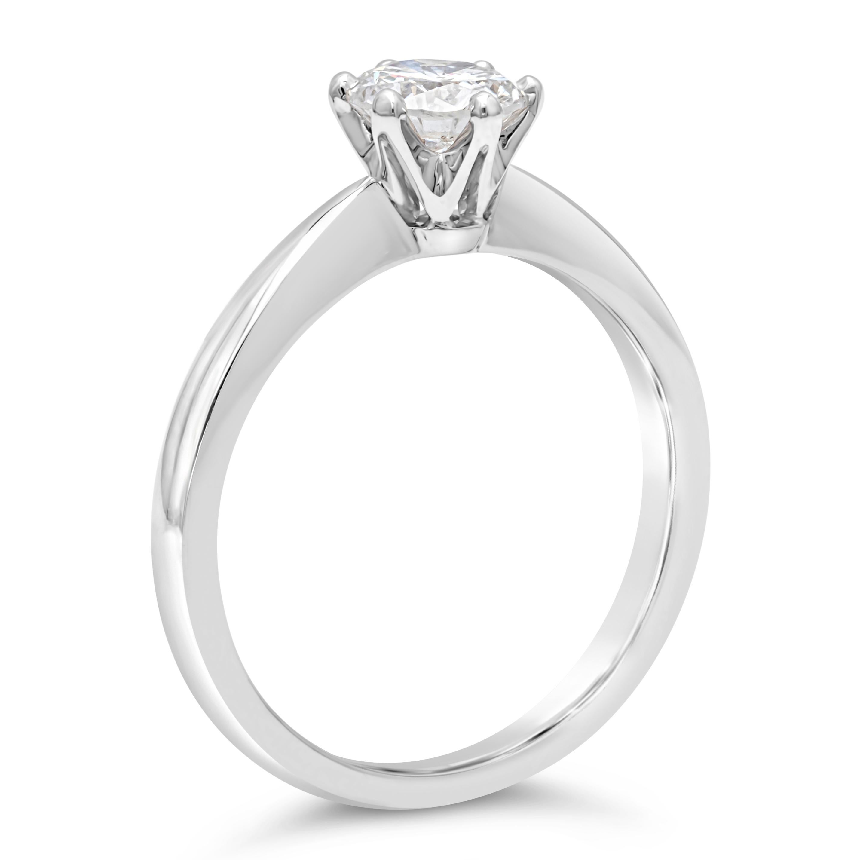 Taille ronde Roman Malakov Diamonds Bague de fiançailles solitaire en diamant rond brillant total de 0.70 carat en vente