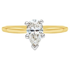 Stunning Large Pear Shaped Diamond Gold Solitaire Ring at 1stDibs