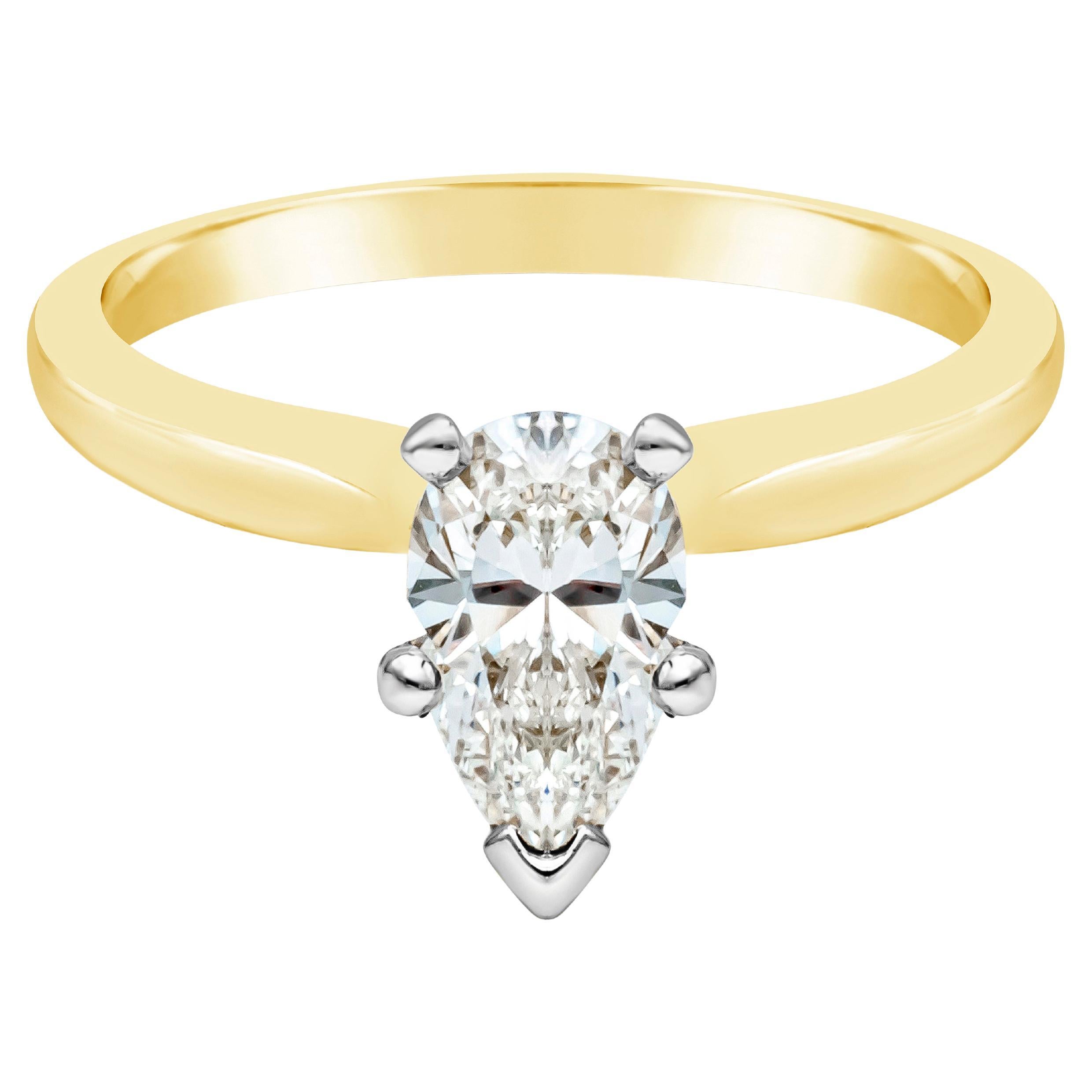 Roman Malakov 0.71 Carat Total Pear Shape Diamond Solitaire Engagement Ring