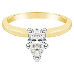 Roman Malakov 0.71 Carat Total Pear Shape Diamond Solitaire Engagement Ring