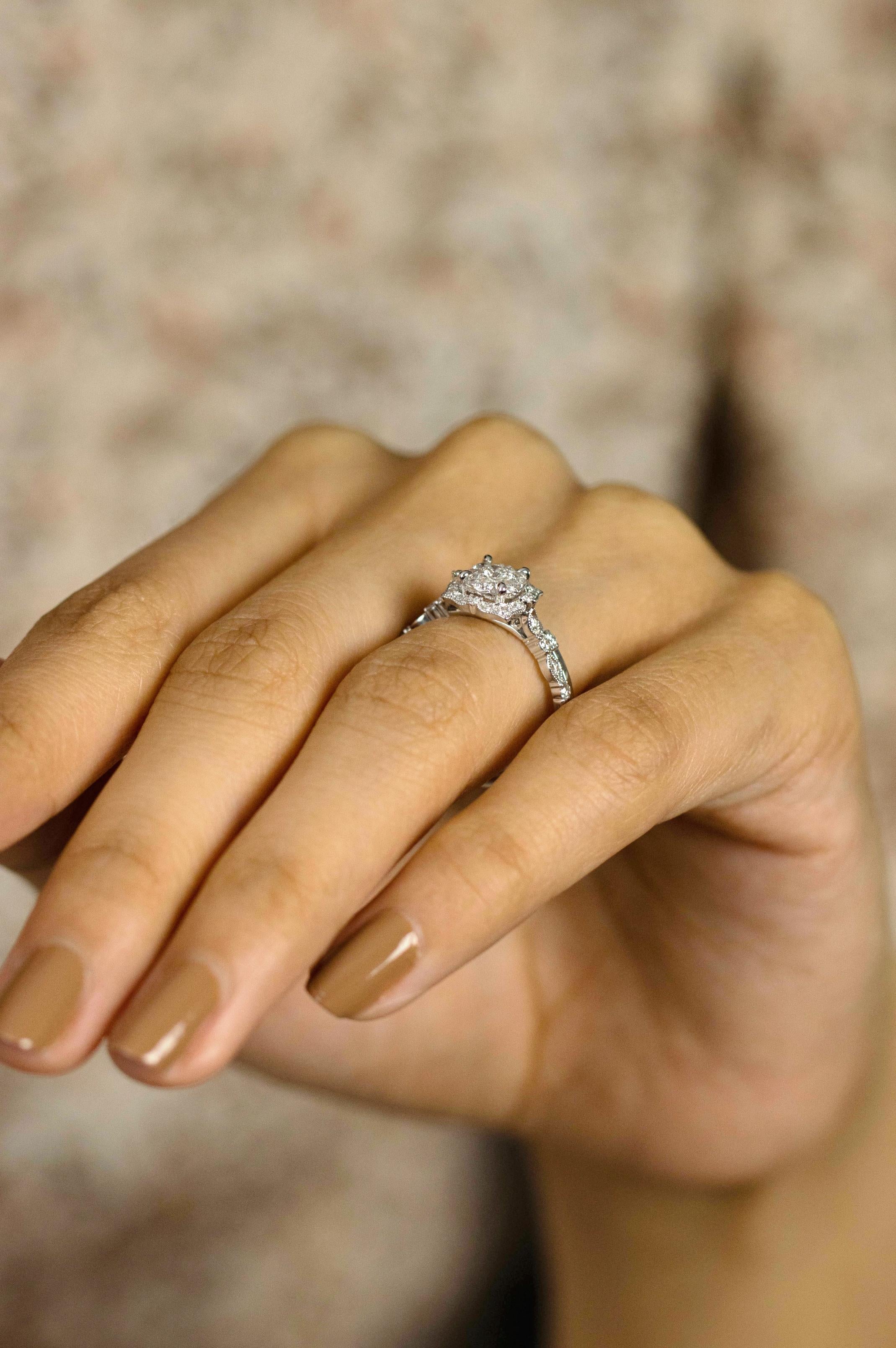 halo engagement rings diamond bar