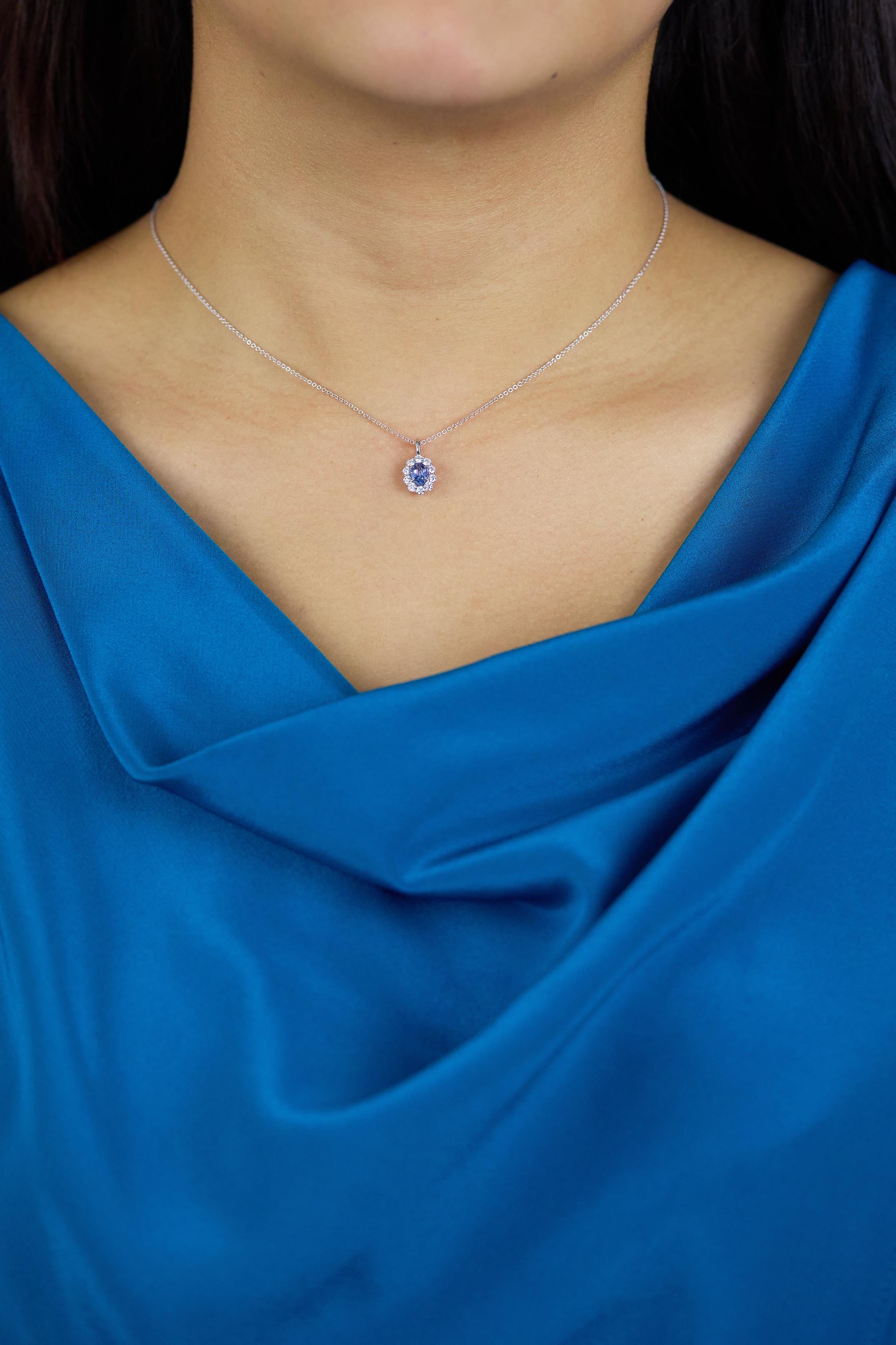 sapphire halo necklace