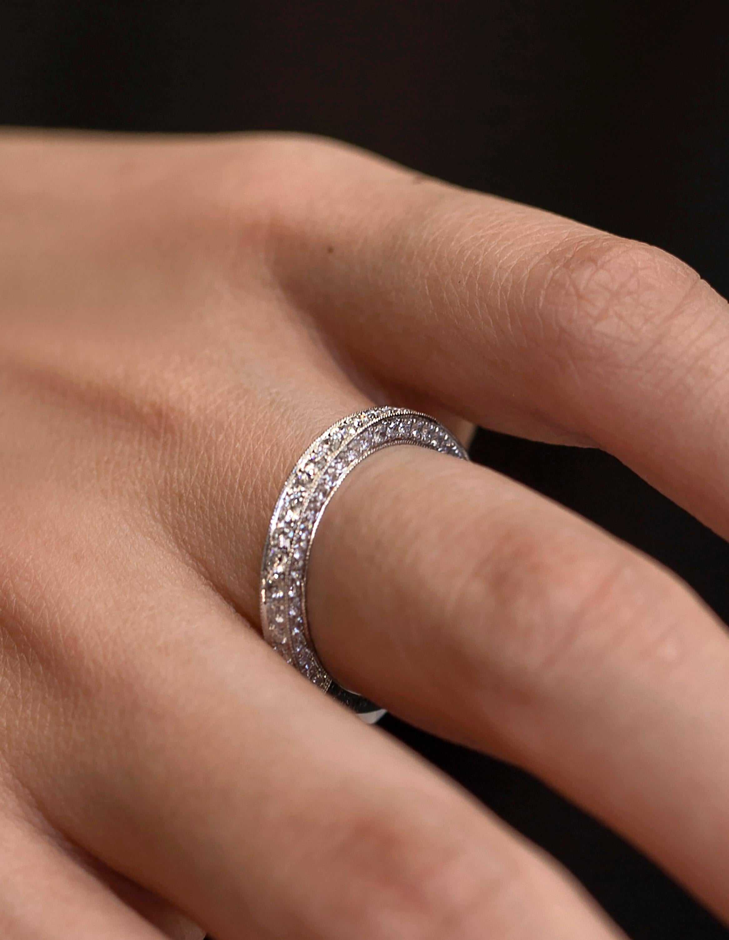 Contemporary Roman Malakov 0.74 Carat Total Round Diamond Wedding Band Ring For Sale
