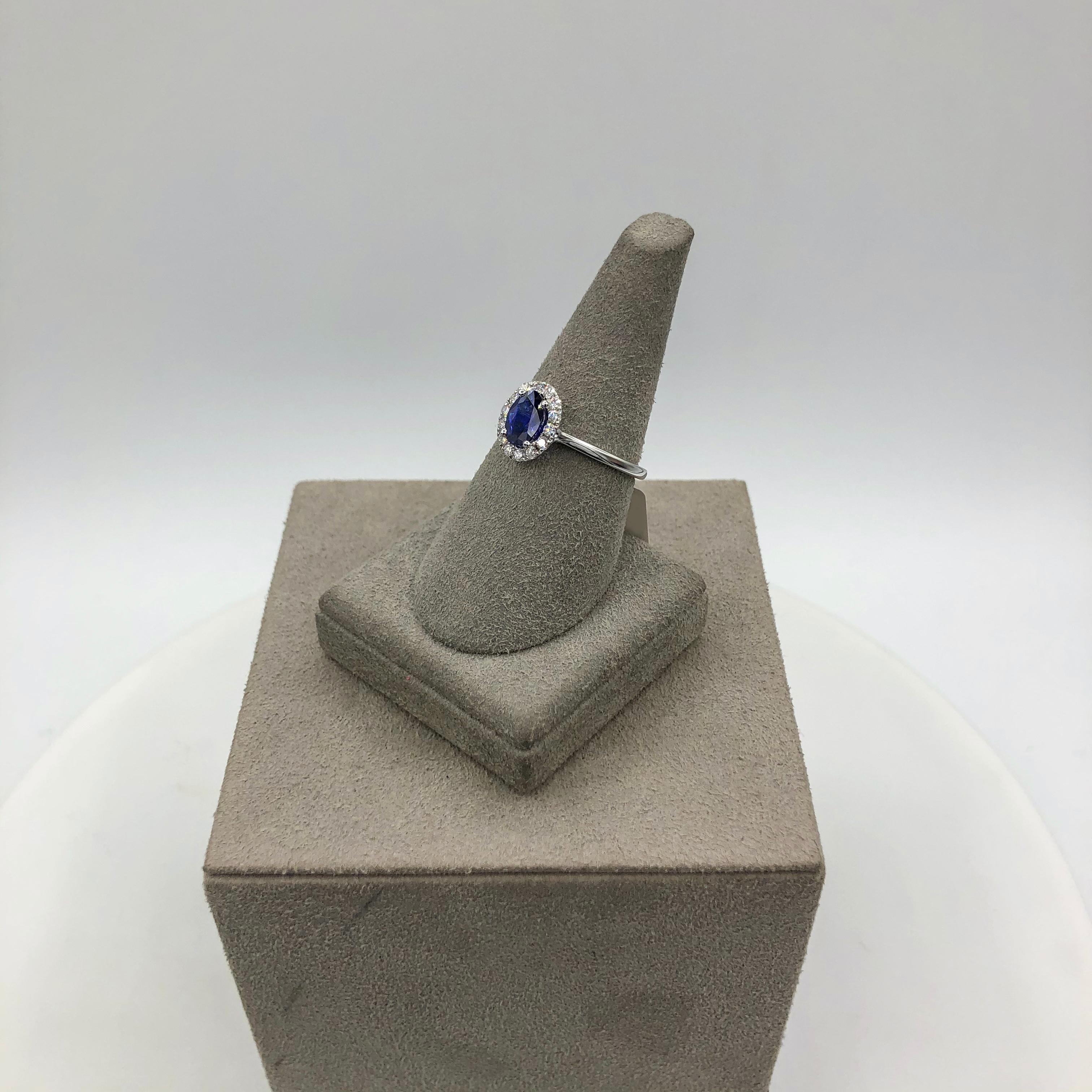 Roman Malakov 0.76 Carat Blue Sapphire and Diamond Halo Engagement Ring 1
